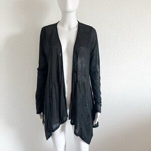 Cecico Small Black Long Sleeve Open Front Fringe Boho Western Cardigan